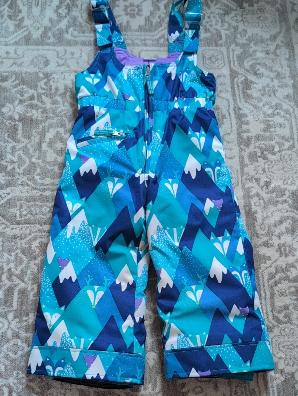 Obermeyer Girls 3 Blue Mountain Reindeer Snow Overalls